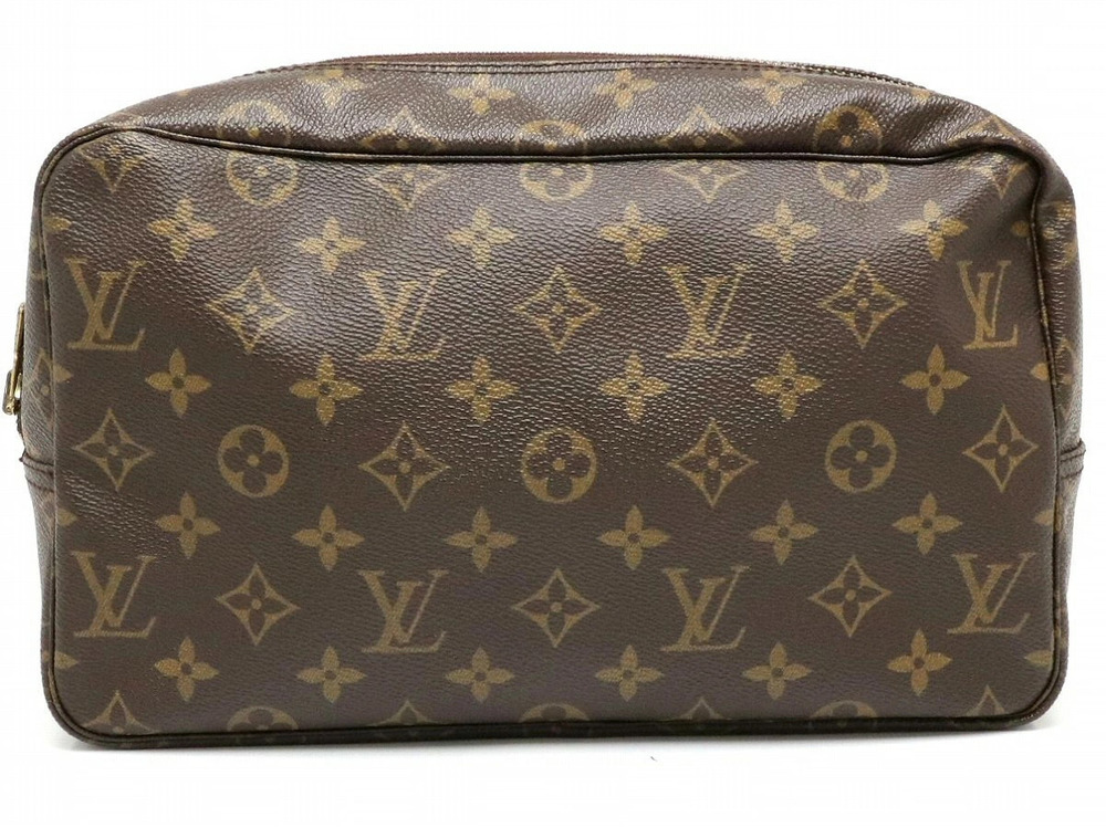 Louis Vuitton Monogram Trousse Toilette Pouch Clutch Bag Canvas Brown Tan